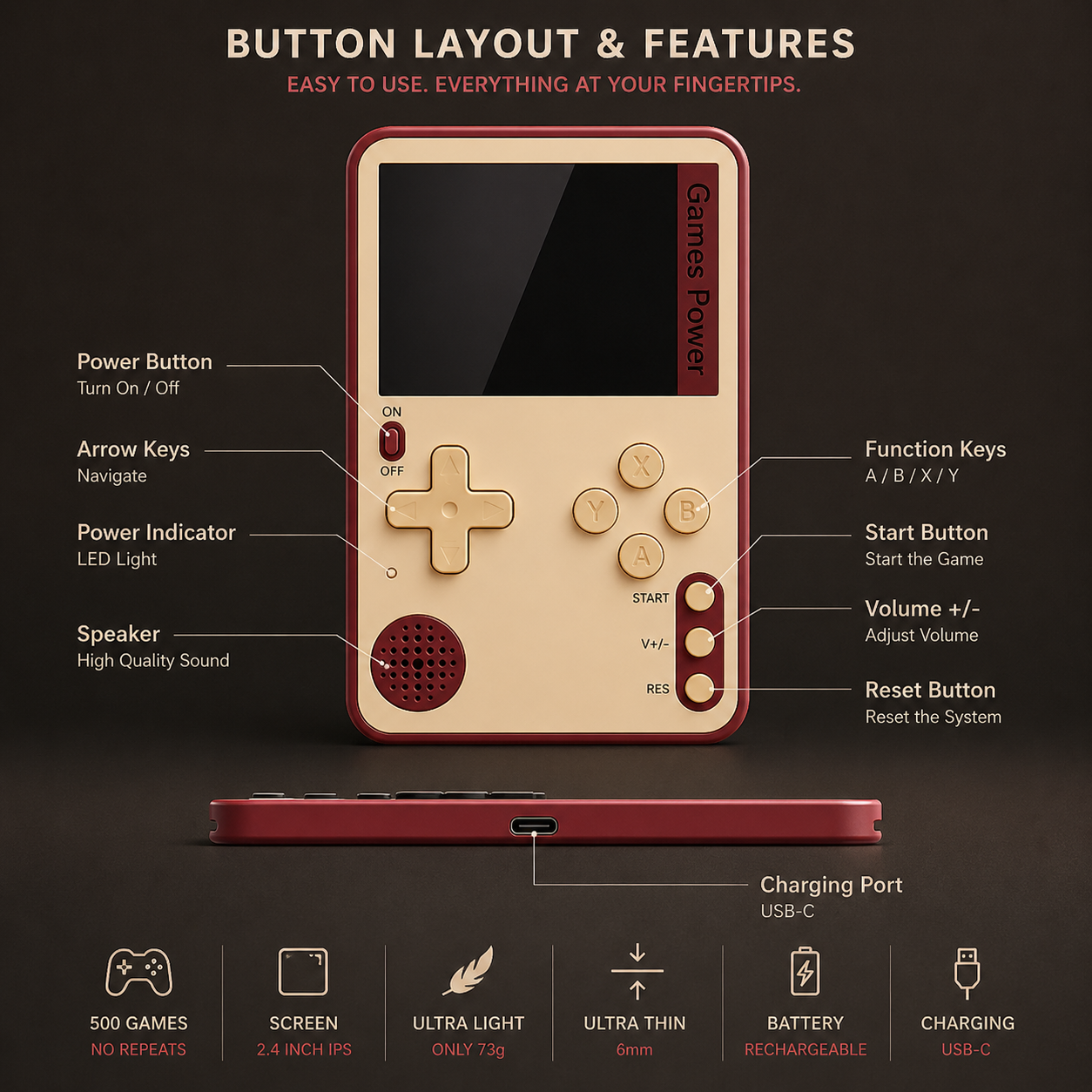 Retro Handheld Game Console | 500 Built-In Games + No Repeats 🎮