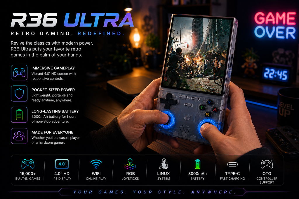 R36 Ultra Retro Gaming Console 🎮 | 15,000 Built-In Games