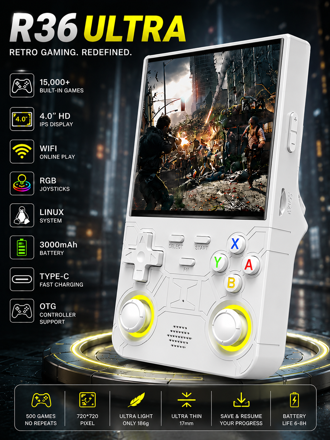 R36 Ultra Retro Gaming Console 🎮 | 15,000 Built-In Games