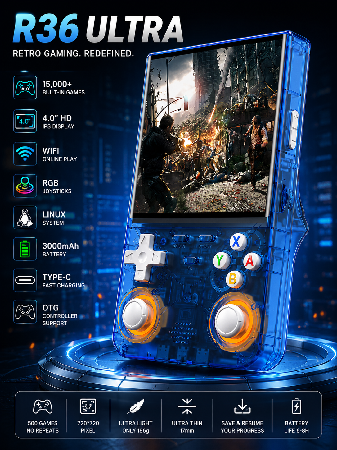R36 Ultra Retro Gaming Console 🎮 | 15,000 Built-In Games
